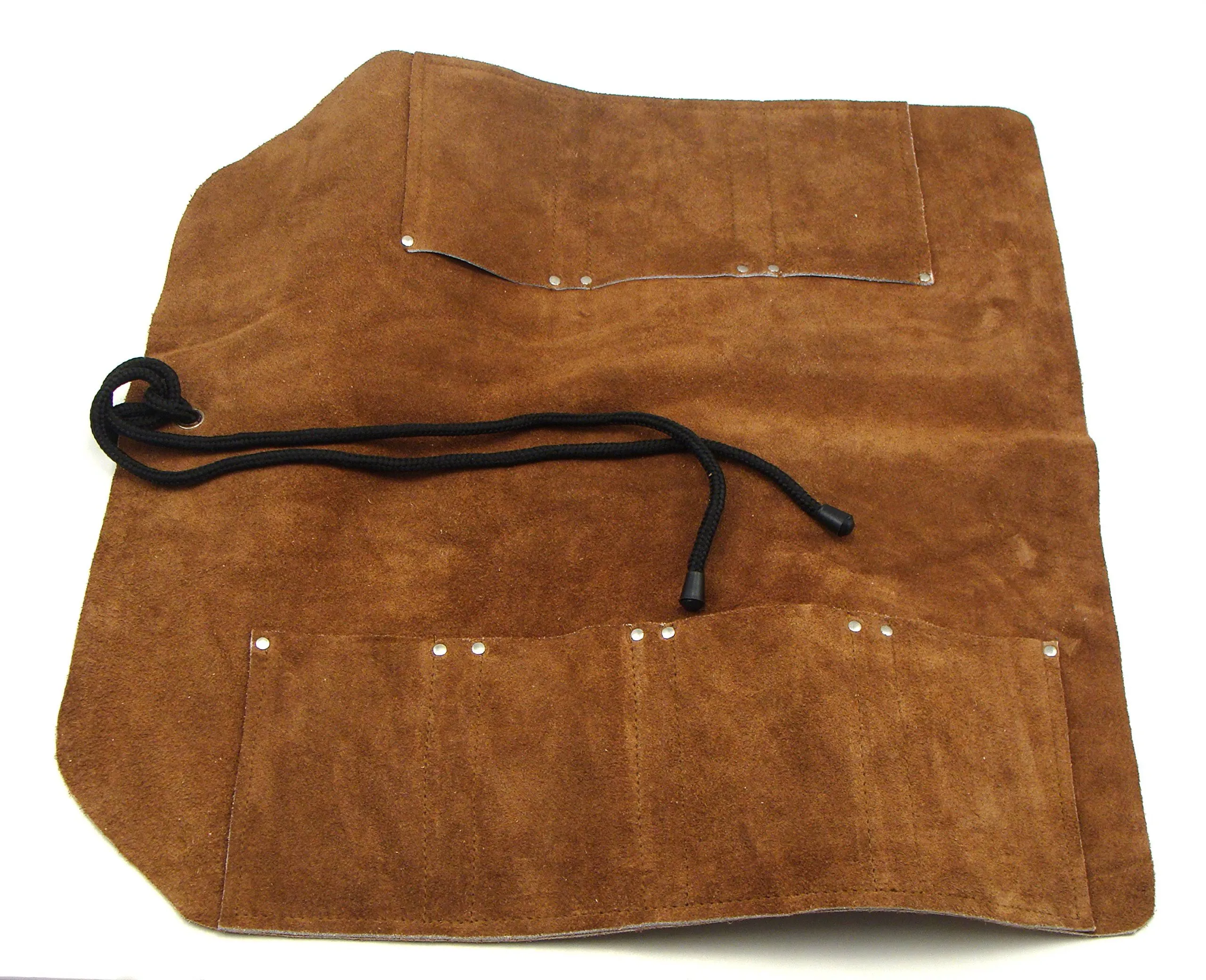 7 Pocket Suede Leather Tool Roll for Larger Wood Chisels, Kitchen Knives ...