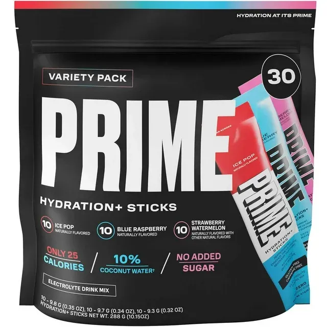 Prime Hydration+ Electrolyte Powder Mix Sticks Variety Pack, 30 Pk.