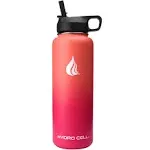 HYDRO CELL Stainless Steel Water Bottle w/ Straw & Wide Mouth Lids (64oz 40oz 32oz 24oz 18oz 14oz) - Keeps Liquids Hot or Cold w/ Vacuum Insulated Sweat Proof Sport Design (Coral/Punch - 40oz)*