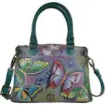 Anna by Anuschka Women's Original Genuine Leather Hand-Painted Small Satchel - Leather Handbag for Women