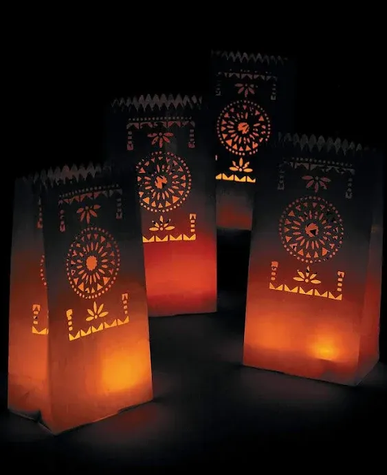 Fun Express Fiesta Luminary Bags-3 Dozen Bags, Day of The Dead, Cinco Party Supplies