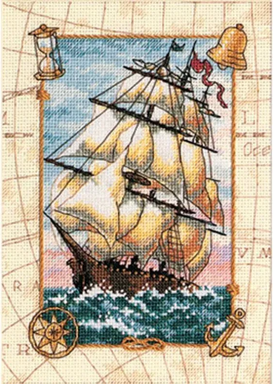 Dimensions Gold Collection Petite Voyage at Sea Counted Cross Stitch Kit, 5" x 7"