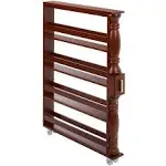 Wooden Can Organizer Spice Rack Slim Rolling Kitchen Cart - Natural