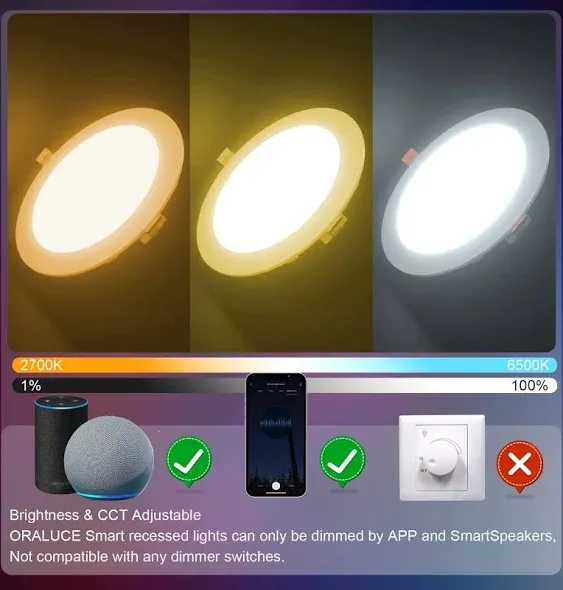 Smart Recessed Lighting 6 Inch Wifibluetooth Color Changing Retrofit Led Can Li