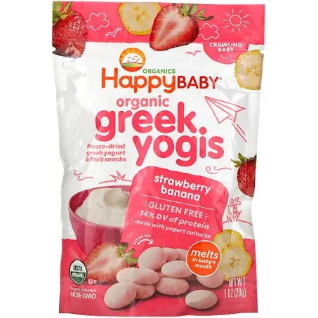 Happy Family Organics, Organic Greek Yogis, Strawberry Banana, 1 oz (28 g)