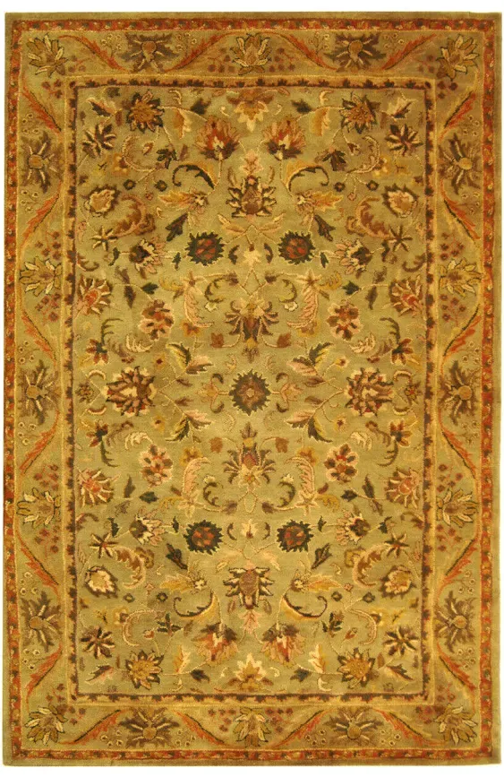 SAFAVIEH Antiquity Collection 5' x 8' Olive / Gold AT52A Handmade Traditional Oriental Premium Wool Area Rug