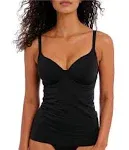 Freya Jewel Cove Underwire Non Padded Plunge Tankini Top, Black