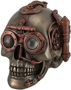 Veronese Design Steampunk Skull with Secret Drawer Trinket Box