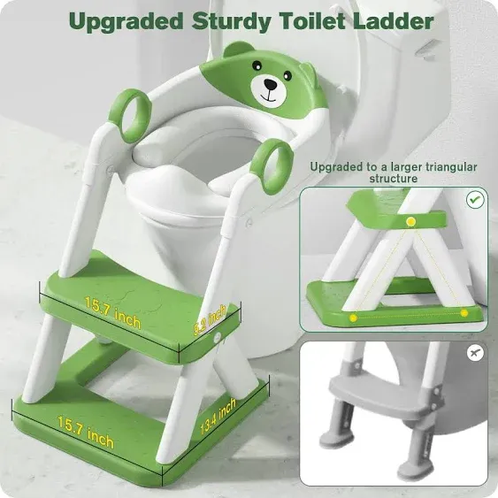 Potty Training Seat, Upgrade Toddler Toilet Seat for Kids Boys Girls, 2 in 1 Potty Training Toilet, Splash Guard Anti-Slip Pad Step Stool