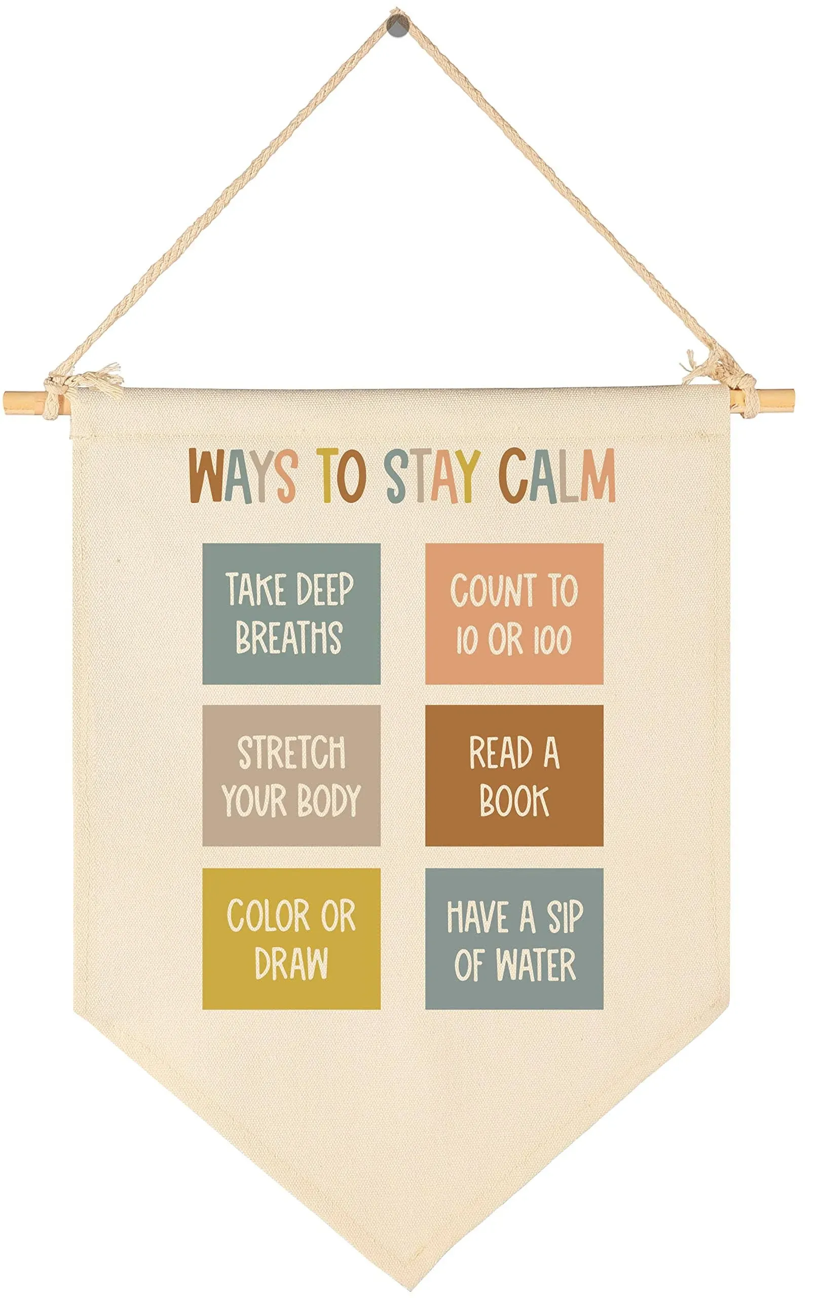 Ways to Stay Calm-Classroom Decor-Classroom Poster-Playroom Decor-Child Art-Teacher Gift-Canvas Hanging Pennant Flag Banner Wall Sign Decor Gift-Birthday Christmas Gift