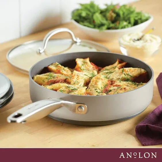 Anolon Achieve Hard Anodized Nonstick 3 Quart Saute Pan with Lid - Teal