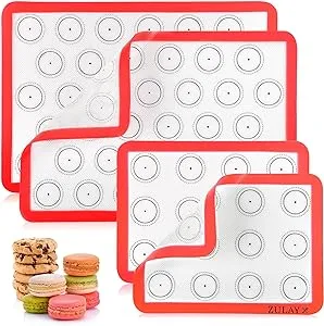 Zulay Kitchen 16.5"x11.6" 2-Pack Silicone Baking Mat Sheet - Reusable Silicone Baking Sheet - Easy & Convenient Nonstick Baking Supplies - Silicone Mats for Baking - Baking Mat For Oven - (Dark Gray)