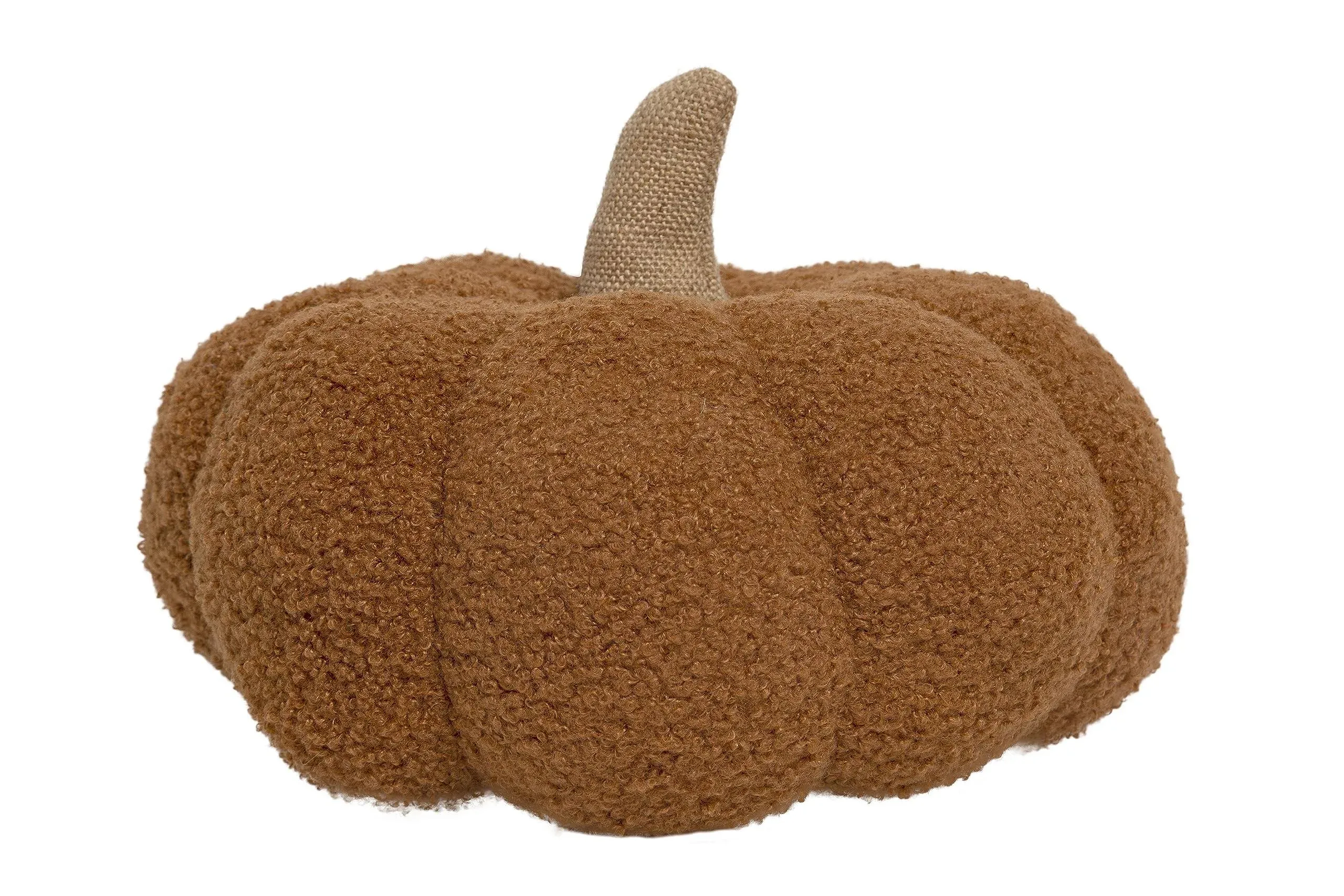 Pearhead Sherpa Pumpkin, Modern Fall Home, Thanksgiving and Halloween Holiday Decor Plush Pumkin, 9", Beige