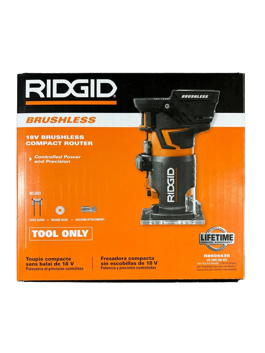 RIDGID 18-Volt OCTANE Cordless Brushless Compact Fixed Base Router with 1/4 in. Bit Round and Square Bases and Collet Wrench