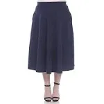 Plus Size White Mark Tasmin Flare Midi Skirt Navy