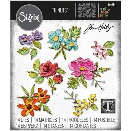 Sizzix Thinlits Tim Holtz - Brushstroke Flowers Mini 666284