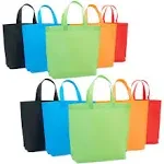 10 Pack Reusable Tote Bags with Handles for Shopping, Bulk Cloth Bags for Groceries (15x12.5 in, 5 Assorted Colors)