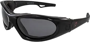 Hurricane Eyewear Category-5 Jet Ski Water-Sport Floating Goggles Interchangeable from Sunglasses to Goggles Black Frame with Polarized Smoke Lens