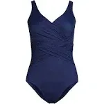 Plus Size Lands' End SlenderSuit DD-Cup Tummy Control Surplice One-Piece Swimsuit