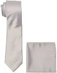 Stacy Adams Men's Satin Solid Tie Set One Size Silver