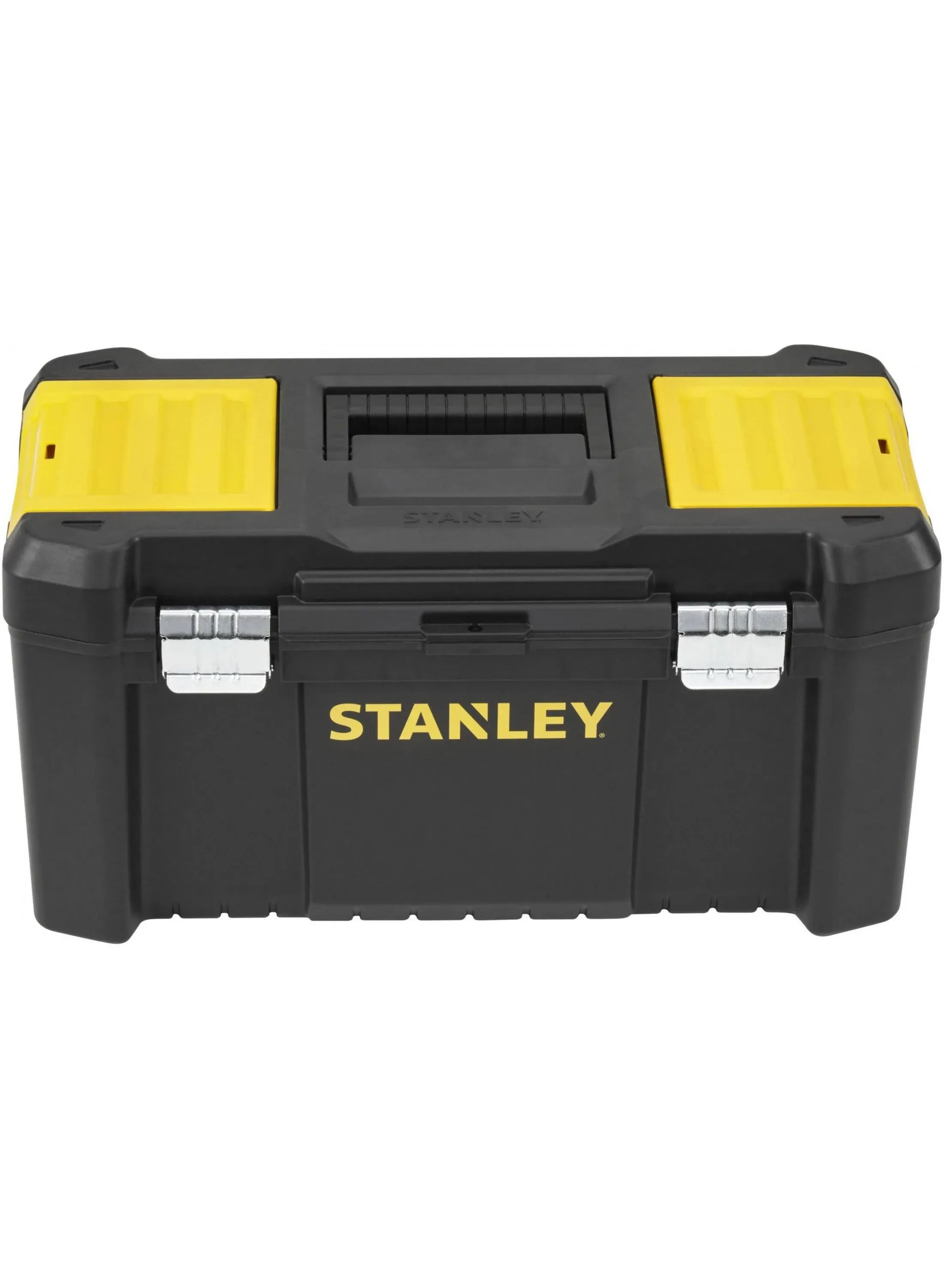 Stanley STST1-75521 Tool Box (19 Inches, 48.2 x 25.4 x 25 cm, Load up to 8 kg, Tool Box with Metal Clasps, Organiser with Removable Carrier, Robust Plastic Case)