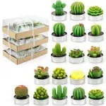 Lawei 18 Pack Cactus Tealight Candles -Handmade Delicate Succulent Mini Plan NEW