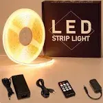 GOMING 24V 32.8ft(10M) COB LED Strip Light Warm White 3000K with 