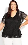 Avenue Women's Plus Size Top Elora Burnout