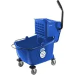 Dryser 26 Quart Commercial Mop Bucket with Side Press Wringer, Blue