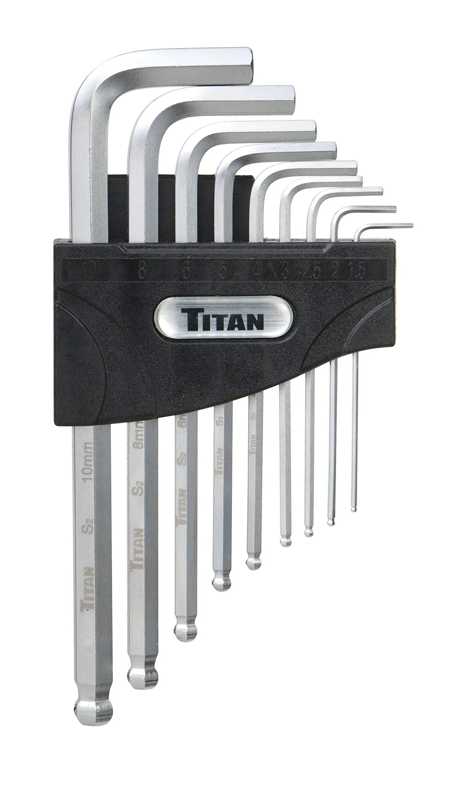 Titan Tools 12736 9 Pc Metric Detent Ball Hex Key Set 1.5 Up To 10Mm