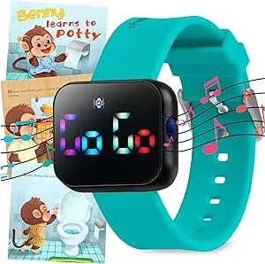 Potty Training Watch for Kids V2 – A Water Resistant Potty Reminder Device for Boys & Girls to Train Your Toddler with Fun/Musical & Vibration Interval Reminder with Potty Training eBook (Ocean)