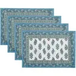 Tropez Block Print Stain & Water Resistant Indoor/Outdoor Placemats, Set of 4