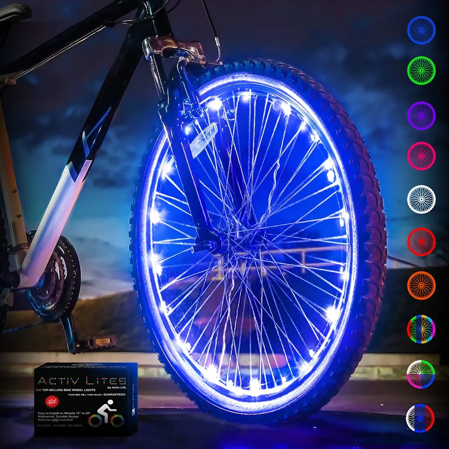 Activ Life LED Bike Wheel Lights With Batteries Included! 1-Wheel, Blue