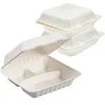 Perfectware 100% Compostable 3 Comp Take Out Food Containers 9x9&#034;. 25 Containers