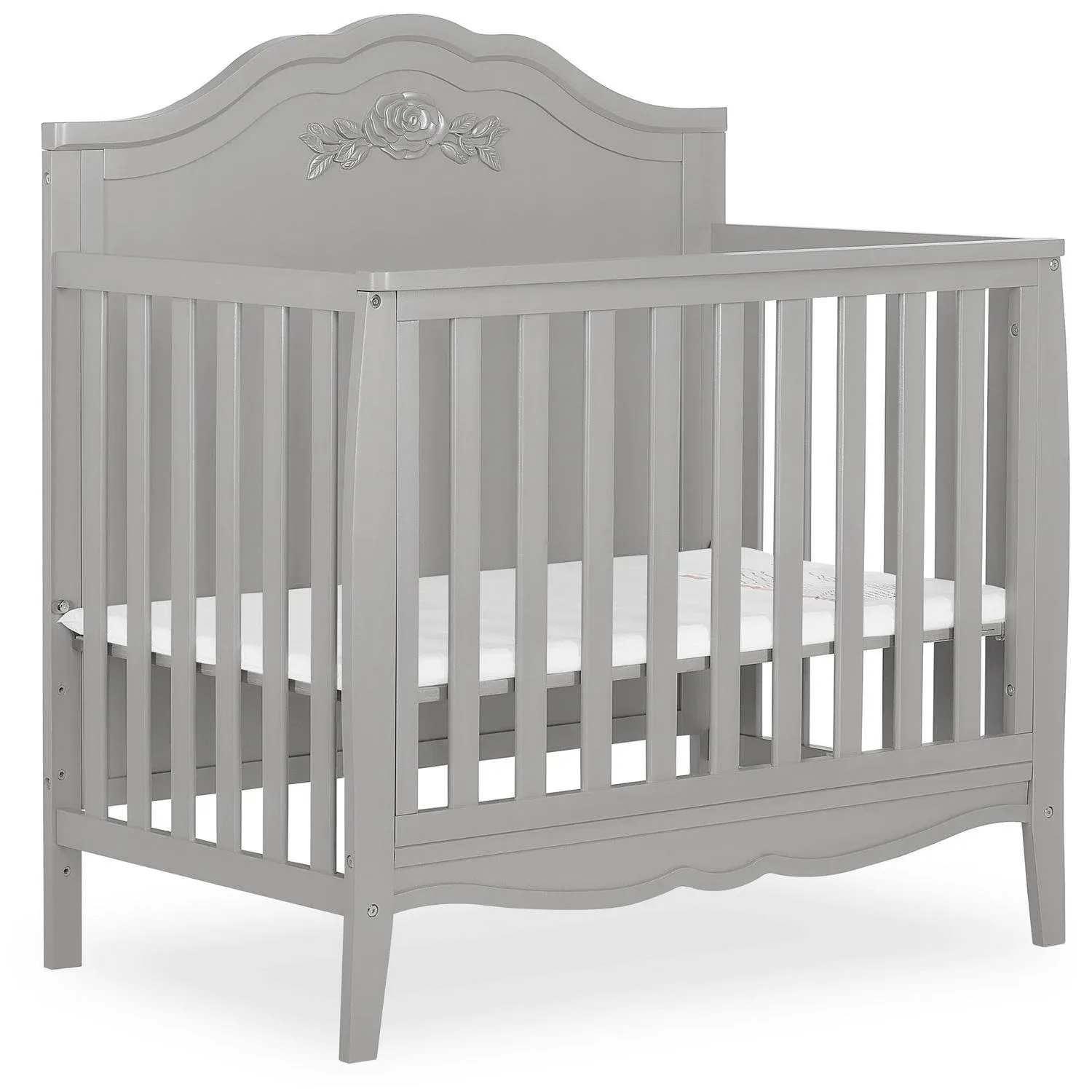 Sweetpea Baby Rose 4-in-1 Convertible Mini Crib, Platinum