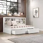 Donco Twin Daybed with Bookcase and Dual Drawers