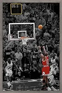 Trends International Michael Jordan - The Shot Wall Poster, 14.72" x 22.37", Barnwood Framed Version