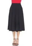 White Mark Flared Midi Skirt with pockets, Black, Medium