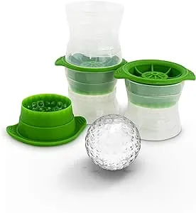 Tovolo Golf Ball Shaped Ice Molds, Assorted Set of 3 - Large Ice Mold Gift Set - Sports Themed Unique Ice Mold Chills Drinks - Odor-Free Freezer Storage, Dishwasher-Safe with Silicone Plunger