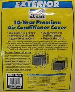 A/C Safe Fleece-Lined Vinyl Exterior Cover for Small Window Air Conditioners in the 5,000-8,000 BTU Range to Eliminate Cold Winter Draft