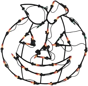 Northlight Lighted Jack-O-Lantern Halloween Pumpkin Window Silhouette Decoration, 14", Orange