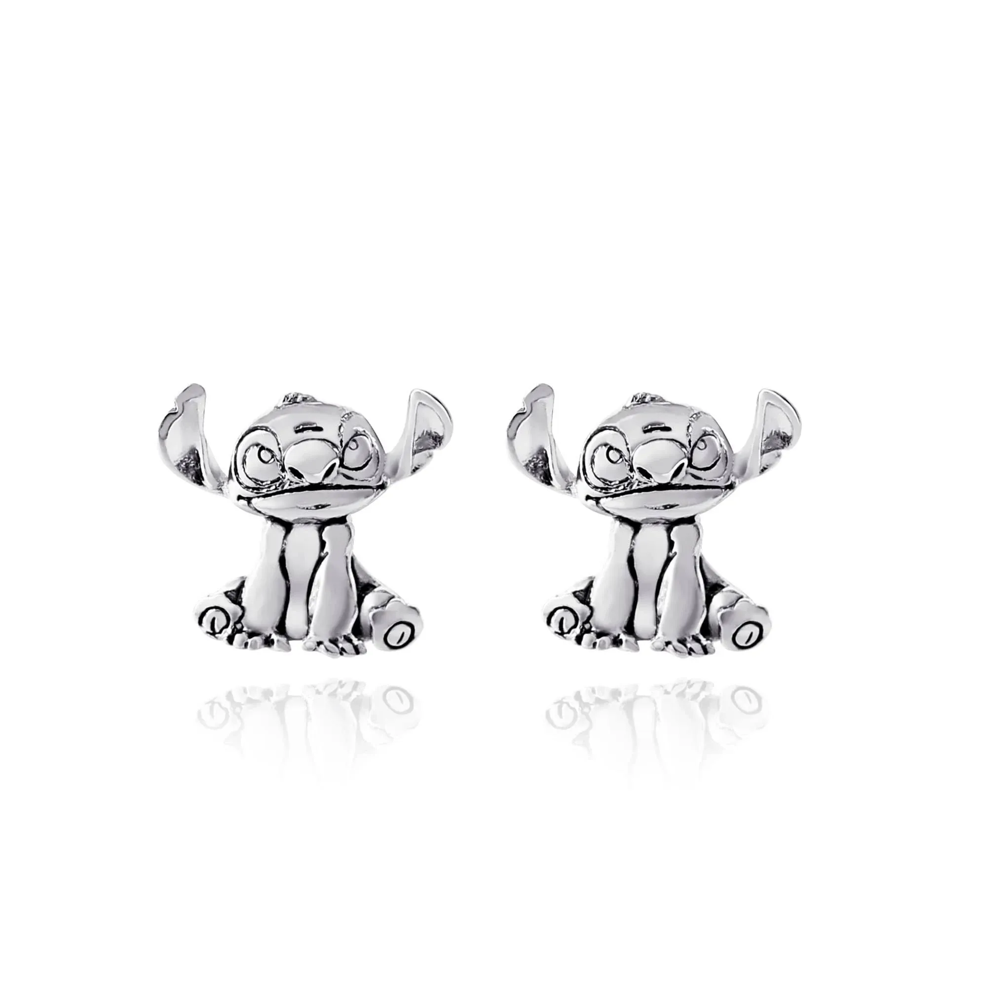 Disney Womens Lilo &amp; Stitch Silver Plated Stitch Stud Earrings