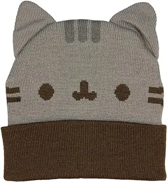 Pusheen Beanie Hat with Ears,Gray,Standard