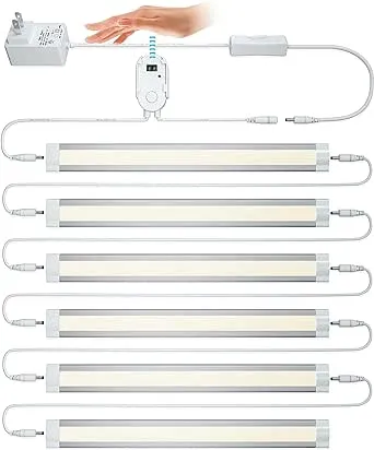 LAMPAOUS LED Dimmable Under Cabinet Lighting Kit, Hand Wave Activated - Touchless Dimming Control, Warm White 6X 12 Panel (Warm White)