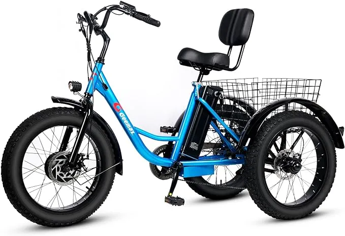 Geemax Electric Tricycle for Adults, 20" x 4.0 Fat Tire Electric Trike, 36V 350W 13Ah Lithium Battery UL Certified, Motorized 3 Wheel Electric Bicycle with Large Basket Outdoor Beach Sonw