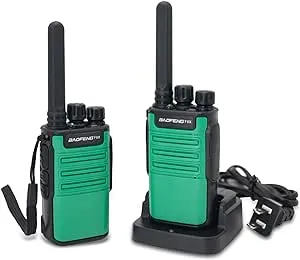 Walkie Talkies Long Range for Adults with Earpieces,16 Channel Walky Talky Rechargeable Handheld Two Way Radios with Flashlight Li-ion Battery and Charger (2 Pack) Green-2