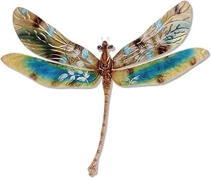 Eangee Home Design Dragonfly Wall Decor Golds And Aqua 16 Inches Length x 1 Inch Width x 8 Inches Height (m4001)