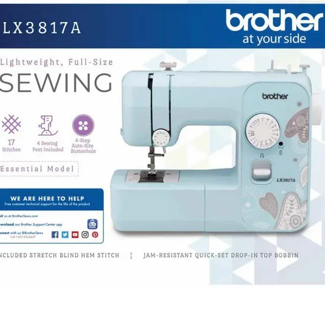 Brother LX3817 17-Stitch Portable Full-Size Sewing Machine, White