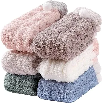 EBMORE Fuzzy Fluffy Cozy Socks for Women Winter Warm Slipper Socks Comfy Cabin Plush Sleep Home Soft Valentines Day Christmas Gifts Stocking Stuffers