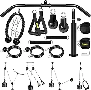 Weight Cable Pulley System Gym, Upgraded Fitness LAT and Lift Pulley System Attachments for LAT Pull Down, Biceps Curl Workout, Tricep, Arm and Leg Exercise Home Gym Equipment. (Gravity Pulley Set)